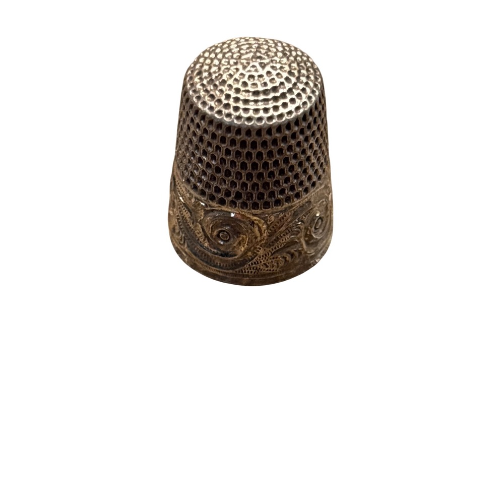 Simons Brothers Sterling Silver Thimble Vintage Repousse Scroll Floral